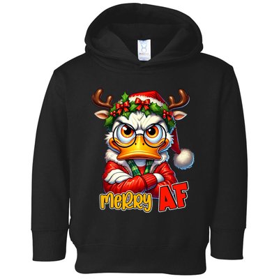Funny Merry Af Sarcastic Grumpy Duck Christmas Toddler Hoodie