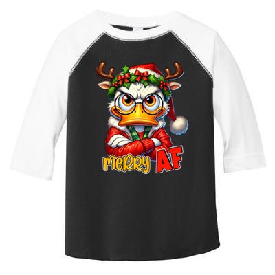 Funny Merry Af Sarcastic Grumpy Duck Christmas Toddler Fine Jersey T-Shirt