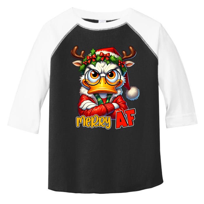 Funny Merry Af Sarcastic Grumpy Duck Christmas Toddler Fine Jersey T-Shirt