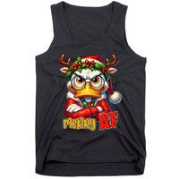 Funny Merry Af Sarcastic Grumpy Duck Christmas Tank Top
