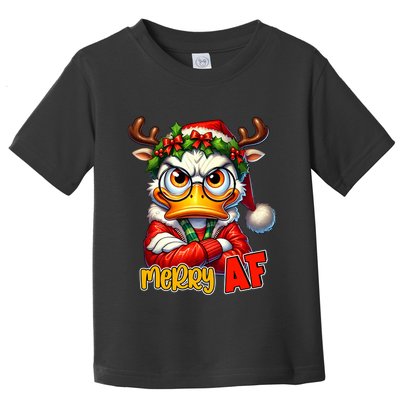 Funny Merry Af Sarcastic Grumpy Duck Christmas Toddler T-Shirt
