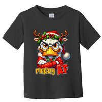 Funny Merry Af Sarcastic Grumpy Duck Christmas Toddler T-Shirt