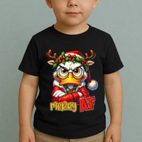 Funny Merry Af Sarcastic Grumpy Duck Christmas Toddler T-Shirt