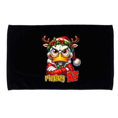 Funny Merry Af Sarcastic Grumpy Duck Christmas Microfiber Hand Towel