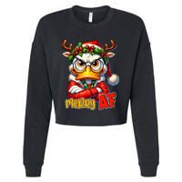 Funny Merry Af Sarcastic Grumpy Duck Christmas Cropped Pullover Crew