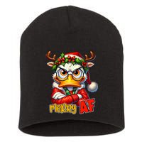 Funny Merry Af Sarcastic Grumpy Duck Christmas Short Acrylic Beanie