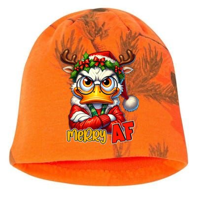 Funny Merry Af Sarcastic Grumpy Duck Christmas Kati - Camo Knit Beanie