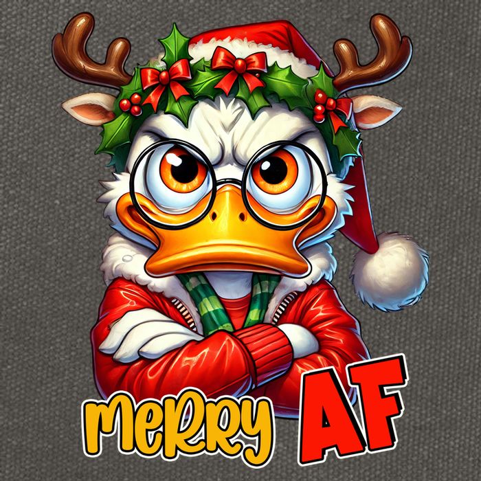 Funny Merry Af Sarcastic Grumpy Duck Christmas Cotton Canvas Backpack
