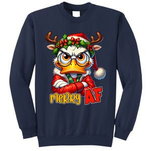 Funny Merry Af Sarcastic Grumpy Duck Christmas Sweatshirt