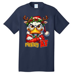 Funny Merry Af Sarcastic Grumpy Duck Christmas Tall T-Shirt