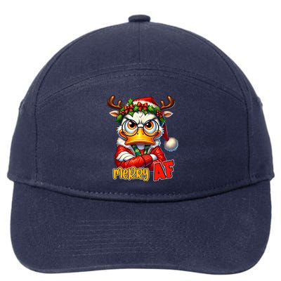 Funny Merry Af Sarcastic Grumpy Duck Christmas 7-Panel Snapback Hat