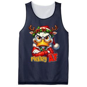 Funny Merry Af Sarcastic Grumpy Duck Christmas Mesh Reversible Basketball Jersey Tank