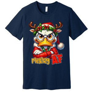 Funny Merry Af Sarcastic Grumpy Duck Christmas Premium T-Shirt