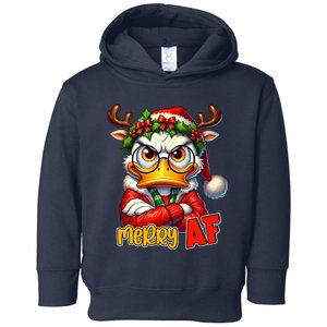 Funny Merry Af Sarcastic Grumpy Duck Christmas Toddler Hoodie