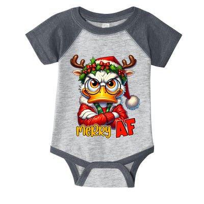 Funny Merry Af Sarcastic Grumpy Duck Christmas Infant Baby Jersey Bodysuit