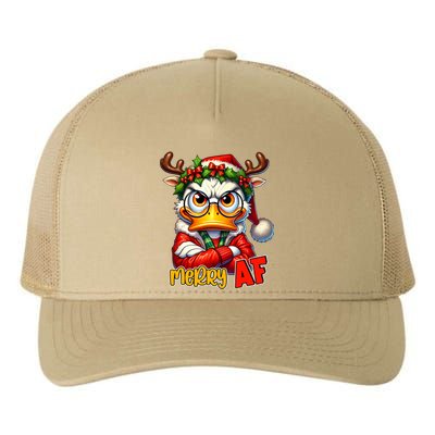 Funny Merry Af Sarcastic Grumpy Duck Christmas Yupoong Adult 5-Panel Trucker Hat