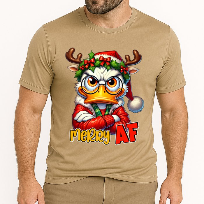 Funny Merry Af Sarcastic Grumpy Duck Christmas Performance Shirt