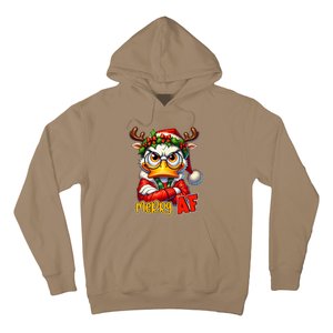 Funny Merry Af Sarcastic Grumpy Duck Christmas Hoodie