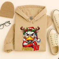 Funny Merry Af Sarcastic Grumpy Duck Christmas Hoodie