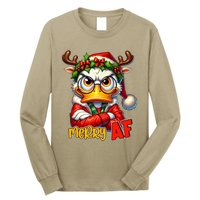 Funny Merry Af Sarcastic Grumpy Duck Christmas Long Sleeve Shirt