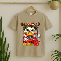 Funny Merry Af Sarcastic Grumpy Duck Christmas T-Shirt