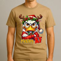 Funny Merry Af Sarcastic Grumpy Duck Christmas T-Shirt