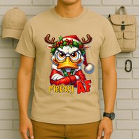 Funny Merry Af Sarcastic Grumpy Duck Christmas T-Shirt