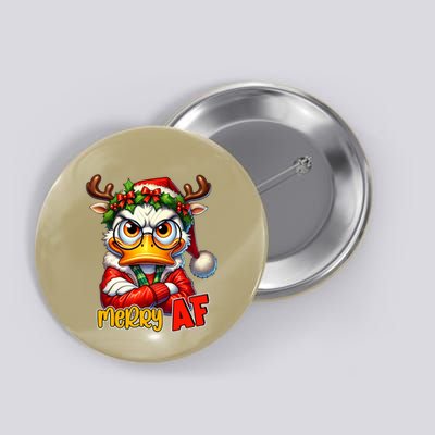 Funny Merry Af Sarcastic Grumpy Duck Christmas Button