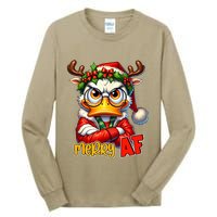 Funny Merry Af Sarcastic Grumpy Duck Christmas Tall Long Sleeve T-Shirt