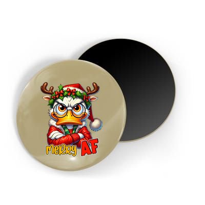 Funny Merry Af Sarcastic Grumpy Duck Christmas Magnet