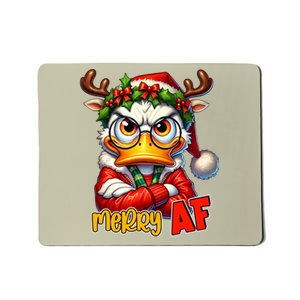 Funny Merry Af Sarcastic Grumpy Duck Christmas Mousepad