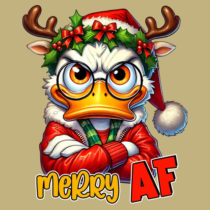 Funny Merry Af Sarcastic Grumpy Duck Christmas Cooling Performance Long Sleeve Crew