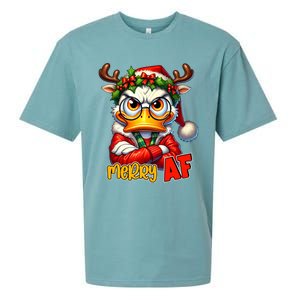 Funny Merry Af Sarcastic Grumpy Duck Christmas Sueded Cloud Jersey T-Shirt