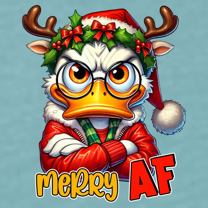 Funny Merry Af Sarcastic Grumpy Duck Christmas Sueded Cloud Jersey T-Shirt