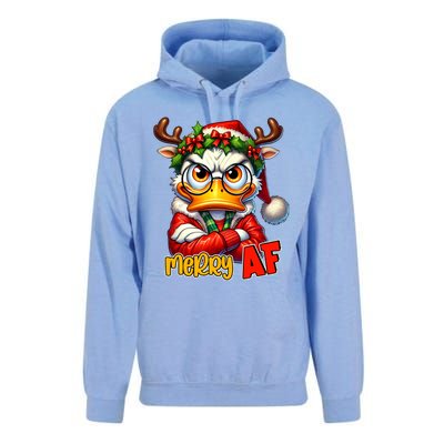 Funny Merry Af Sarcastic Grumpy Duck Christmas Unisex Surf Hoodie