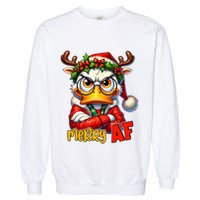 Funny Merry Af Sarcastic Grumpy Duck Christmas Garment-Dyed Sweatshirt