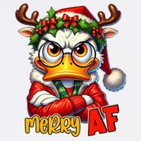 Funny Merry Af Sarcastic Grumpy Duck Christmas Garment-Dyed Sweatshirt
