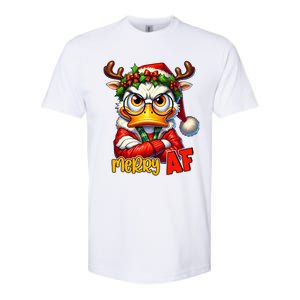 Funny Merry Af Sarcastic Grumpy Duck Christmas Softstyle CVC T-Shirt