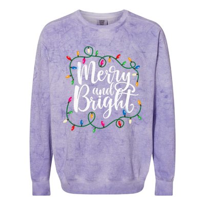 Funny Merry And Bright Christmas Lights Xmas Holiday Colorblast Crewneck Sweatshirt