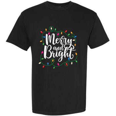 Funny Merry And Bright Christmas Lights Xmas Holiday Garment-Dyed Heavyweight T-Shirt