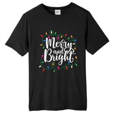 Funny Merry And Bright Christmas Lights Xmas Holiday Tall Fusion ChromaSoft Performance T-Shirt