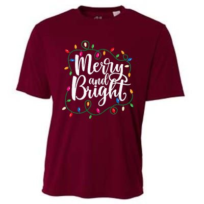 Funny Merry And Bright Christmas Lights Xmas Holiday Cooling Performance Crew T-Shirt