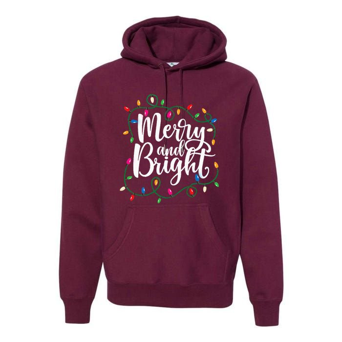 Funny Merry And Bright Christmas Lights Xmas Holiday Premium Hoodie