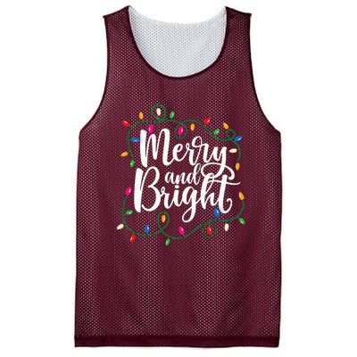 Funny Merry And Bright Christmas Lights Xmas Holiday Mesh Reversible Basketball Jersey Tank