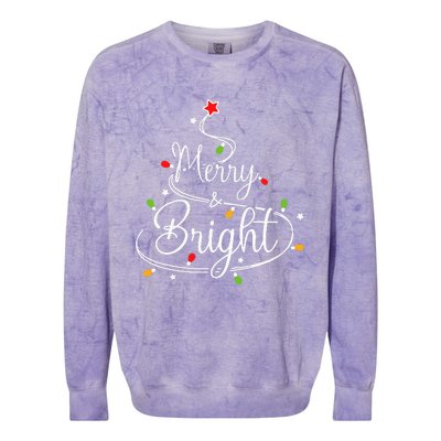 Funny Merry And Bright Christmas Lights Xmas Holiday Colorblast Crewneck Sweatshirt