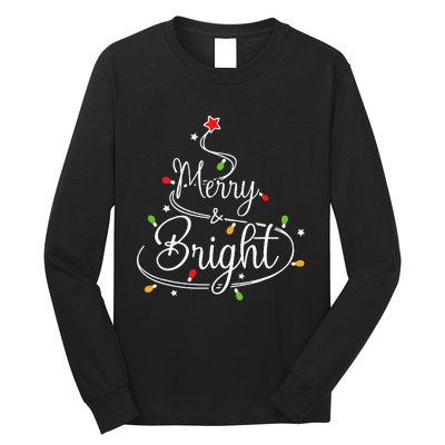 Funny Merry And Bright Christmas Lights Xmas Holiday Long Sleeve Shirt