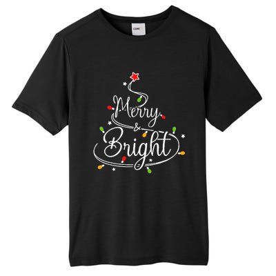 Funny Merry And Bright Christmas Lights Xmas Holiday Tall Fusion ChromaSoft Performance T-Shirt