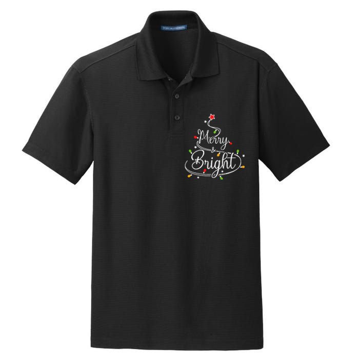 Funny Merry And Bright Christmas Lights Xmas Holiday Dry Zone Grid Polo