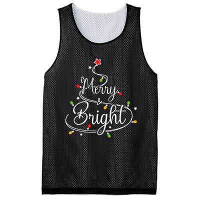 Funny Merry And Bright Christmas Lights Xmas Holiday Mesh Reversible Basketball Jersey Tank