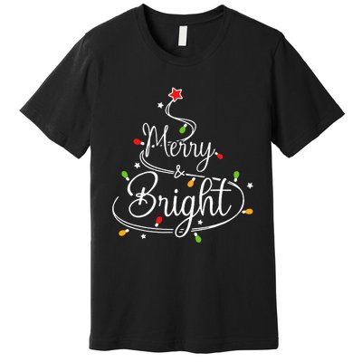 Funny Merry And Bright Christmas Lights Xmas Holiday Premium T-Shirt